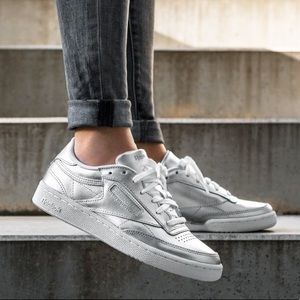 Worn Once Reebok Club C 85 W Silver Shine
